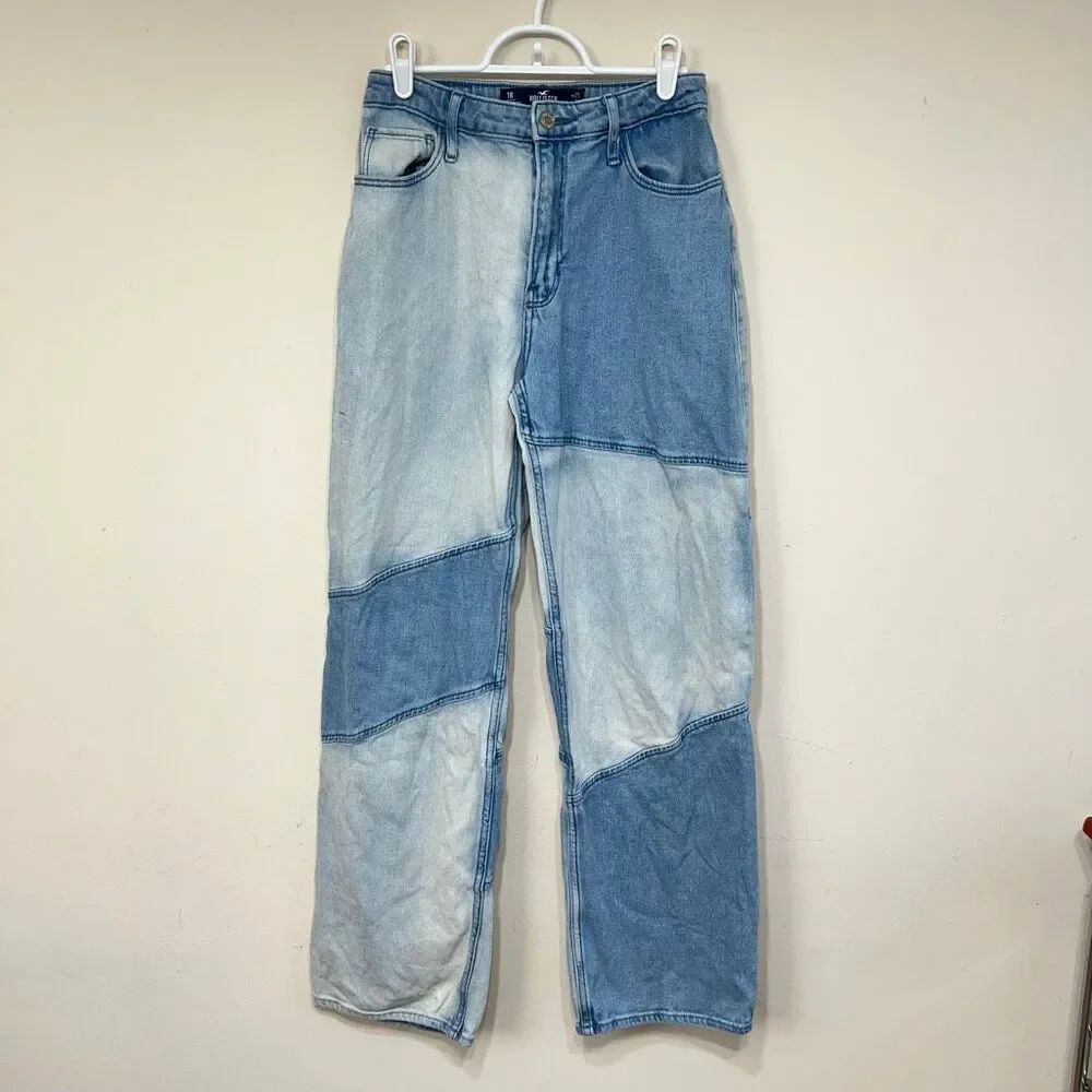 Hollister Blue Patchwork Ultra High Rise Dad Jeans 1 25